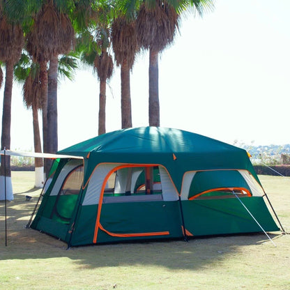 Extra Large Tent 12 Person,2 Bay Windows,Family Cabin Tents,14'Lx10'Wx6.58'H,2 Rooms&3 Doors 3 Windows w/ Mesh, Waterproof