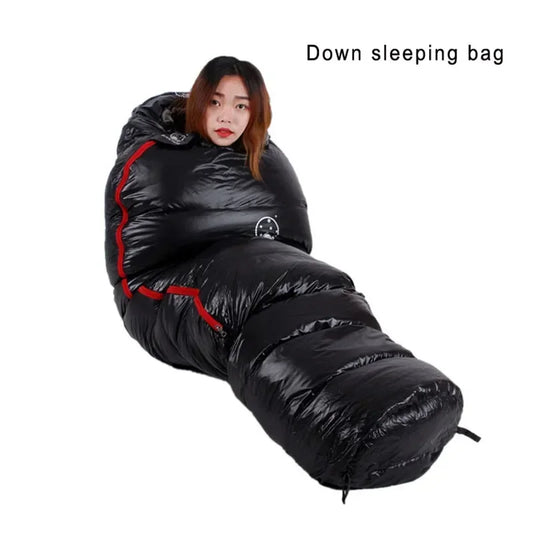 White Goose Down Mummy Sleeping Bag – 800 Fill Power, 4 Warmth Levels, Camping & Travel