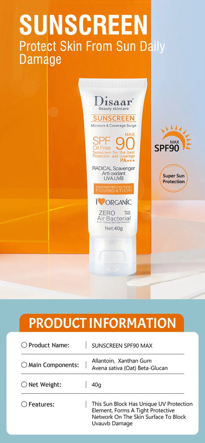 SPF 90+ Waterproof Sunscreen – UV Sun Cream for Face & Body, Outdoor & Seaside Protection
