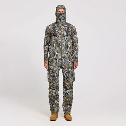 Men's Insulated Waterproof Hunting Bib Overalls – Silent Camo Fabric, 3-in-1 Softshell
