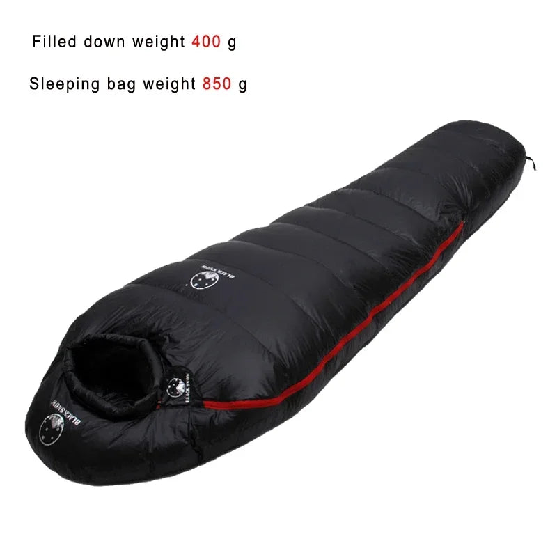 White Goose Down Mummy Sleeping Bag – 800 Fill Power, 4 Warmth Levels, Camping & Travel
