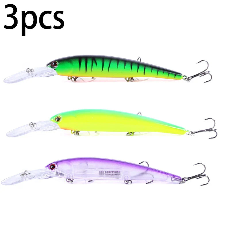 Deep Diving Minnow Wobbler Lure – 16.5cm, 21g, 2.5-4.5m Depth, Bass Pike Perch, 3 Colors