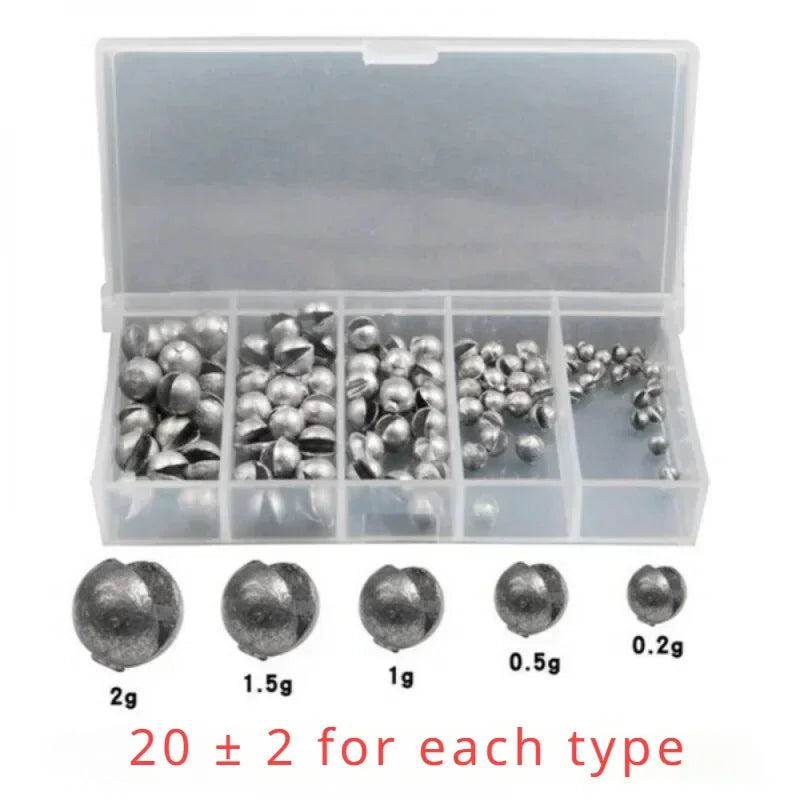 Bite Lead Fishing Sinkers – 100pcs/Box, Lead, Fishing Gear Accessories