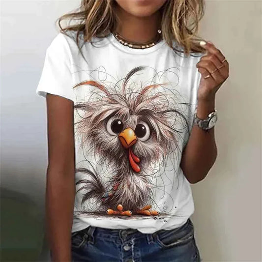 3D Printed Rabbit T Shirt For Women Cute Animal Pattern Short Sleeves Summer Casual Fashion Street O-Neck Tees Oversize T-Shirts