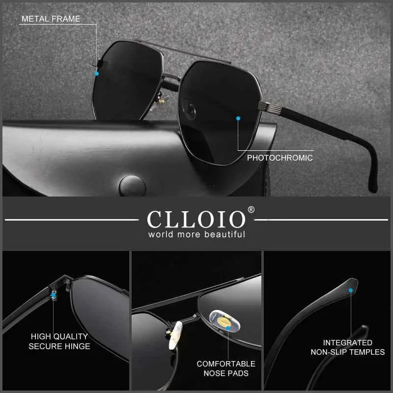 CLLOIO Classic Photochromic Sunglasses Men Women Polarized Driving Shades Sun Glasses Travel Anti-glare Chameleon Glasses