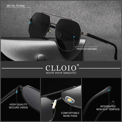 CLLOIO Classic Photochromic Sunglasses Men Women Polarized Driving Shades Sun Glasses Travel Anti-glare Chameleon Glasses