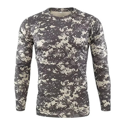 Men's 3D Camo Print Long Sleeve T-Shirt – Casual Hunting Pattern Loose Tee