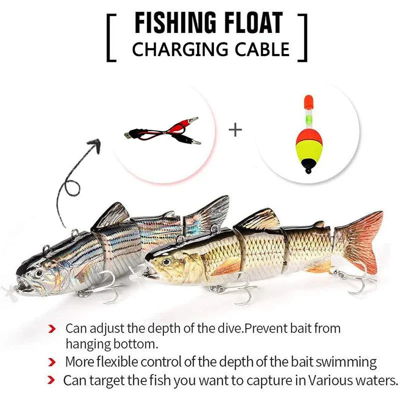 USB Rechargeable Electric Robotic Fishing Lure – 4-Segment Auto Swimbait, 90mm & 130mm