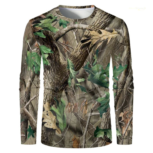Men's 3D Camo Hunting Long Sleeve T-Shirt – Breathable Quick-Dry Tee