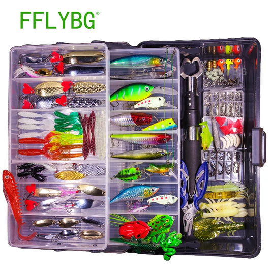 Mixed Fishing Lure Kit – Soft & Hard Baits, Minnow, VIB, Jig, Spoon, 13–182 Pieces