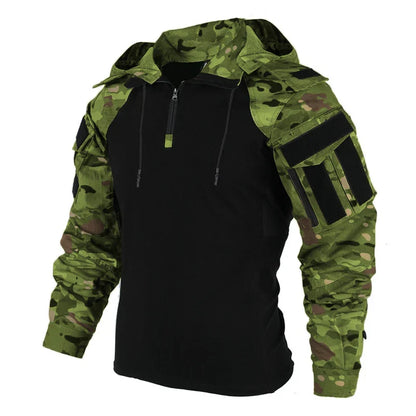 Men's Tactical Camo Combat T-Shirt – Moisture-Wicking Polyester, 7 Colors, Sizes S–XXXL