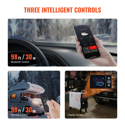 2KW Diesel Air Heater – Remote Control, Bluetooth App, CO Alarm, DC 12-24V