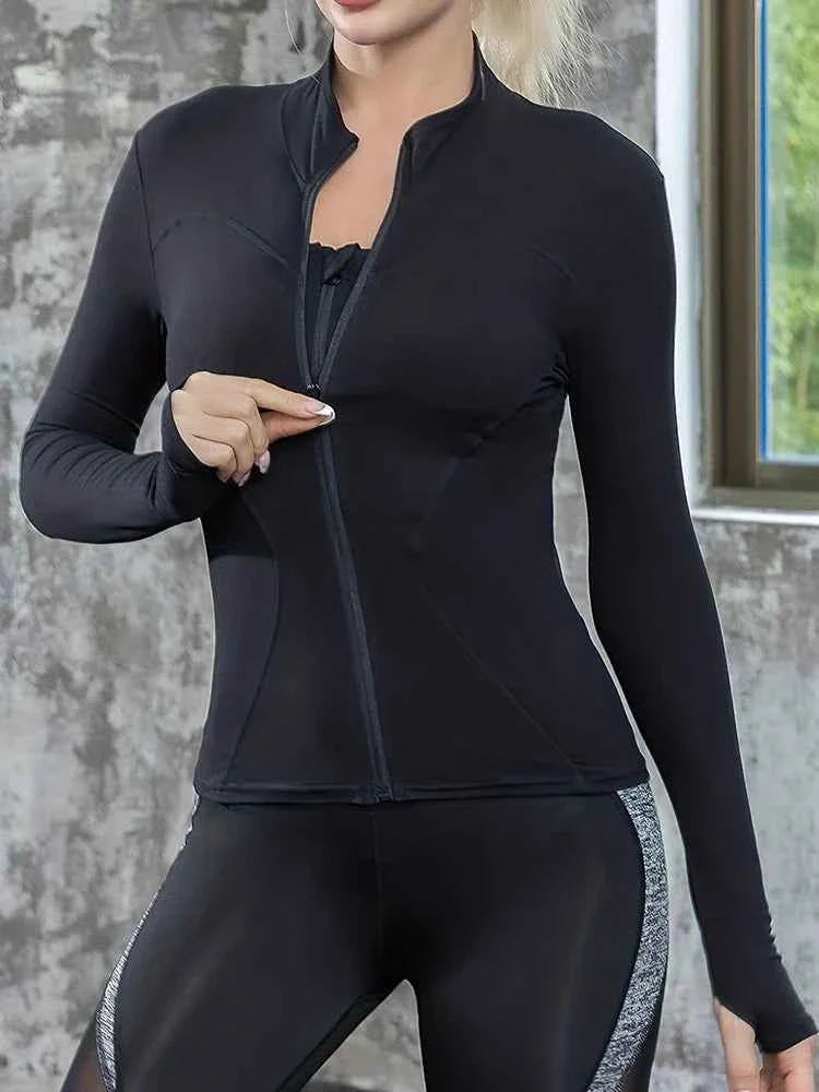 Fitness coat women's summer 2024 new slim-fit quick-drying top long-sleeved running sports training yoga clothes