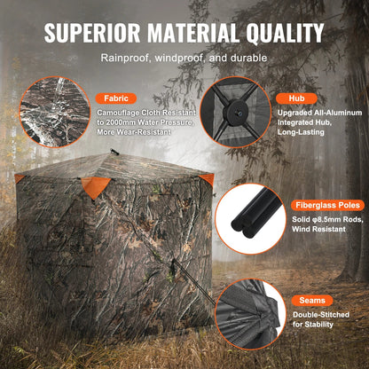 270° See-Through Ground Hunting Blind – 1-2 Person, Pop-Up, Waterproof, 55" or 58"