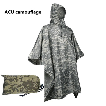 Camouflage Waterproof Poncho – Multifunctional Rain Cover for Camping & Hunting