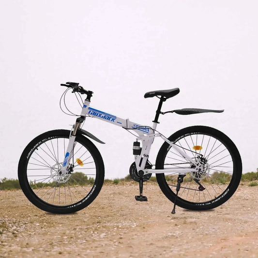 26" Folding Mountain Bike 21-Speed Dual Disc Brakes Men's MTB for Commuting Outdoor Sports
