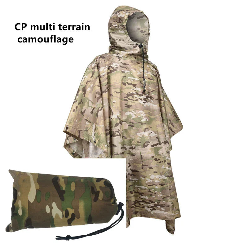 Camouflage Waterproof Poncho – Multifunctional Rain Cover for Camping & Hunting