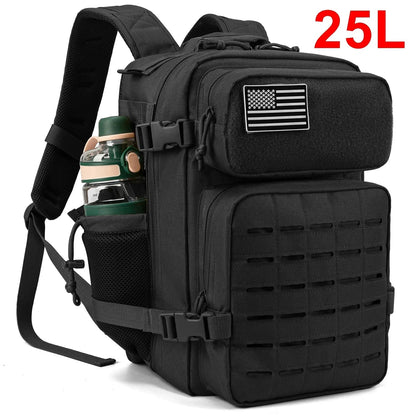 Men's Tactical Survival Backpack – Laser Cut MOLLE with Dual Cup Holders