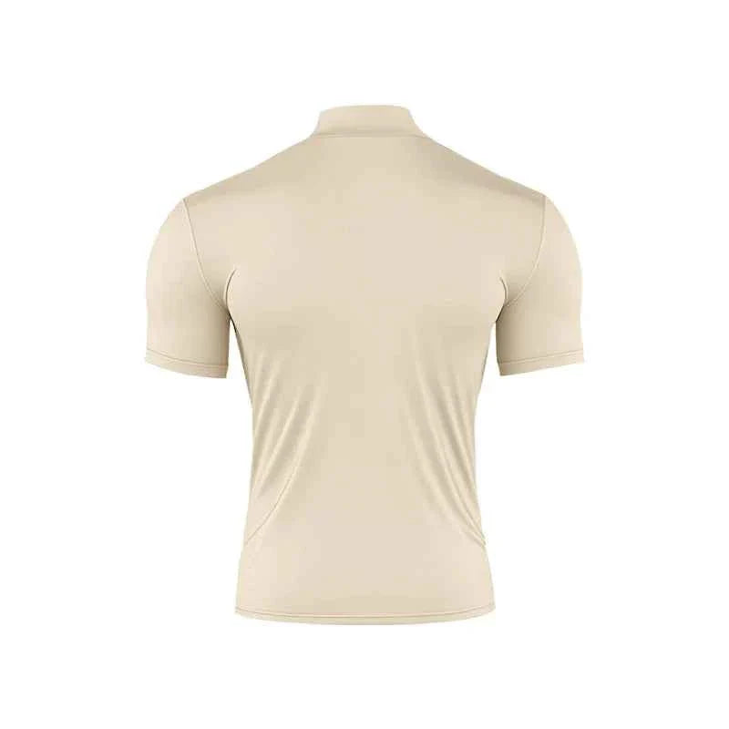 2025 compress sports Men T-shirt quick-dry Half High Collar Short Sleeve Pullover Tops Tight Breathable tops men Running T-shirt