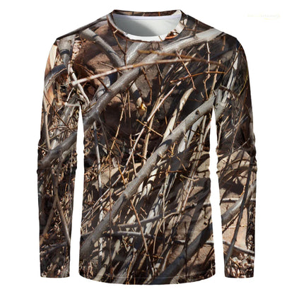 Men's 3D Camo Hunting Long Sleeve T-Shirt – Breathable Quick-Dry Tee