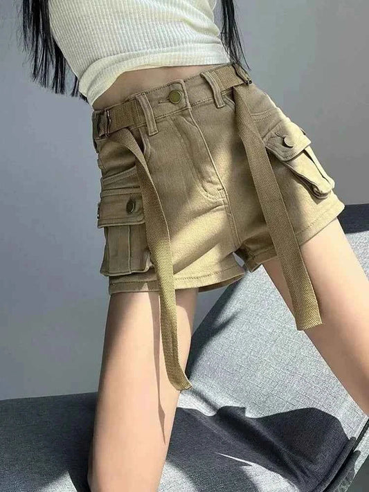 Women's High Waist Mini Skirt Y2K Denim Workwear Shorts Elastic Slimming Summer Hot Pants Trendy plus Size Skirts for Ladies