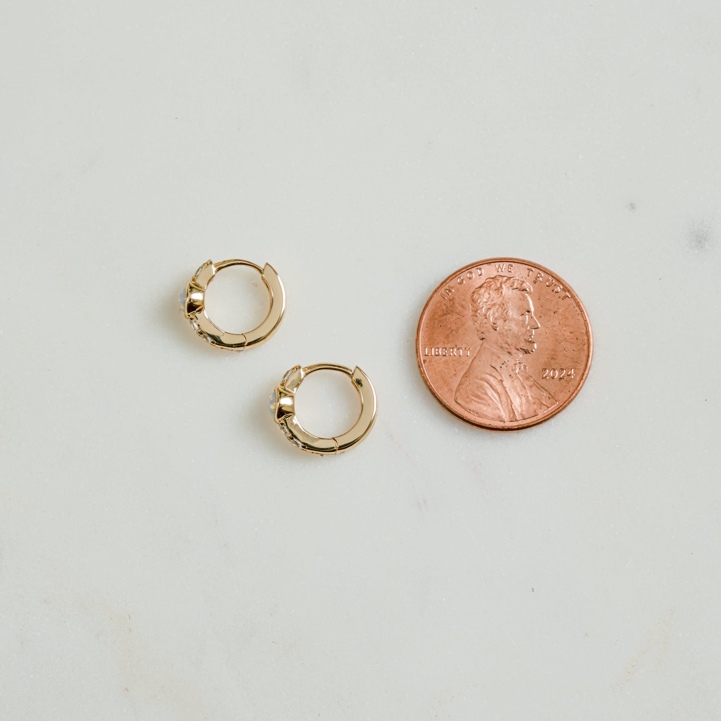 Solitaire CZ Opal Huggies