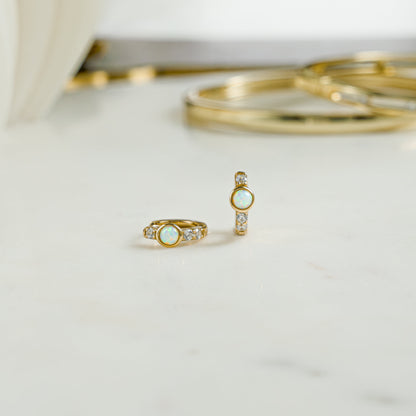 Solitaire CZ Opal Huggies