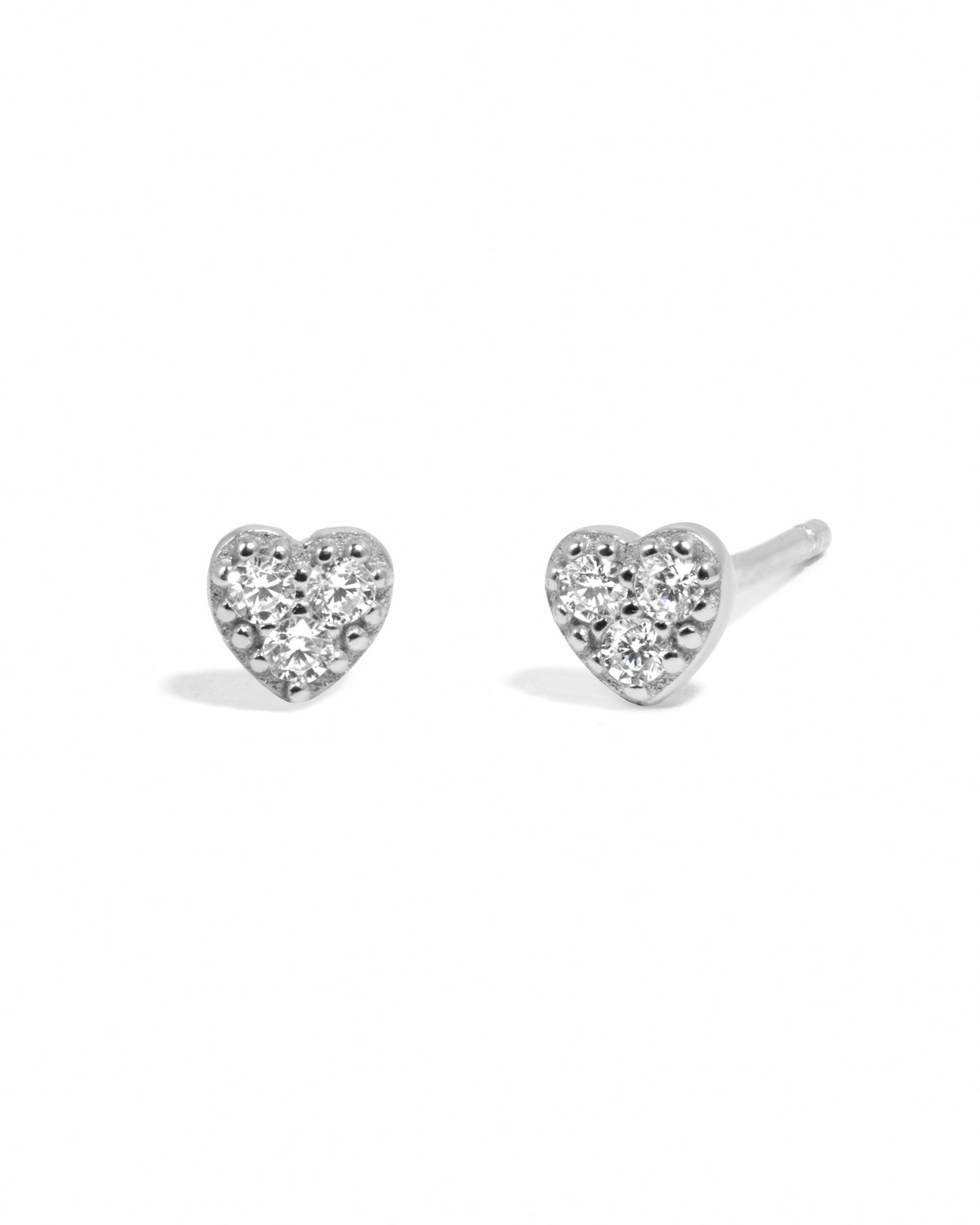 Tiny Heart CZ Stud Earrings