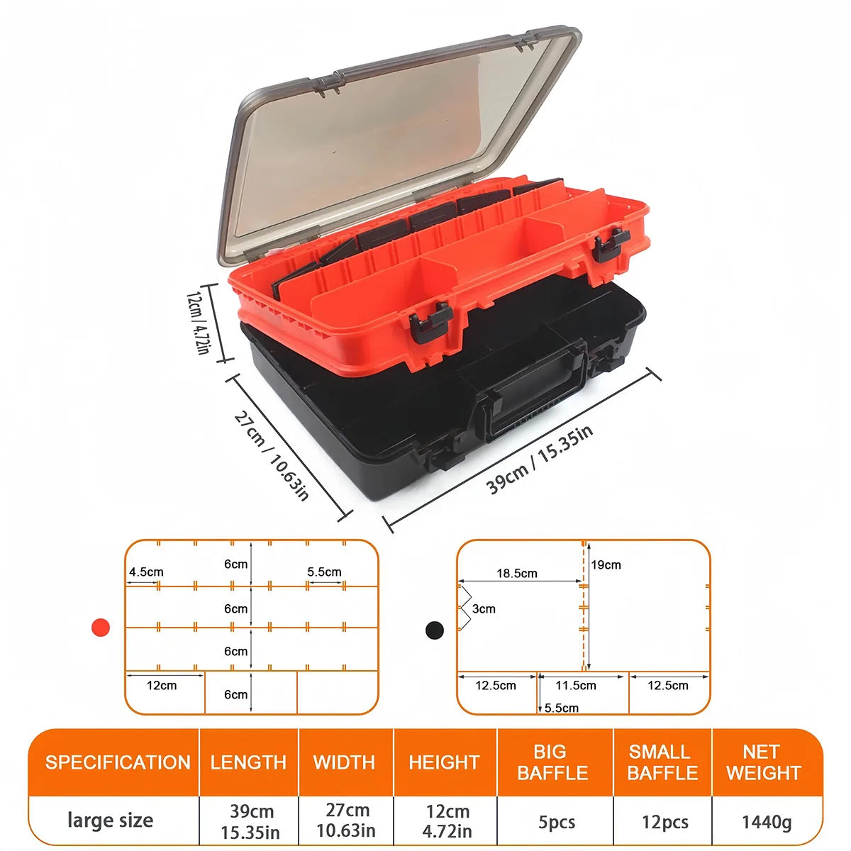 Double-Layer Portable Fishing Tackle Box – ABS Plastic, 3 Colors
