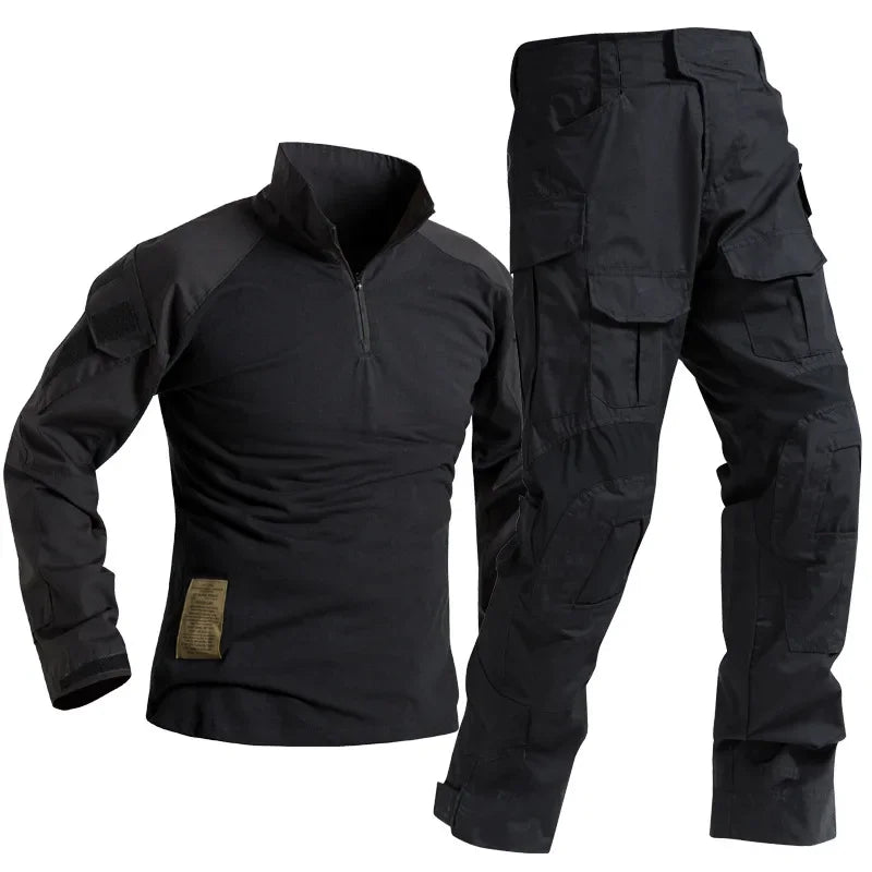 Men's Camo Cargo Pants & Hiking Shirt Set – Cotton Blend, 10 Colors, Sizes S–XXXL