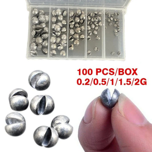 Bite Lead Fishing Sinkers – 100pcs/Box, Lead, Fishing Gear Accessories