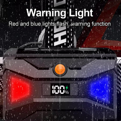 High-Power LED Headlamp with IR Sensor – Rechargeable, 5000m Beam for Fishing & Camping