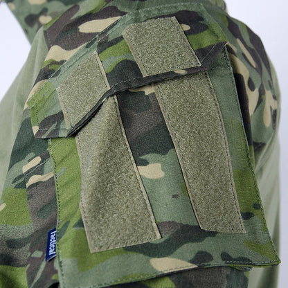 Men's Camo Cargo Pants & Hiking Shirt Set – Cotton Blend, 10 Colors, Sizes S–XXXL