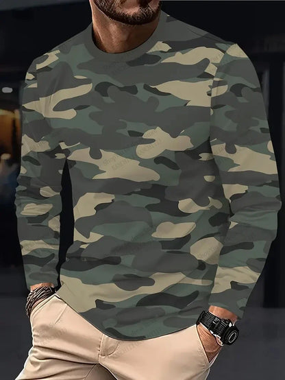 Men's 3D Tree Camo Long Sleeve T-Shirt – Oversized Outdoor Tee