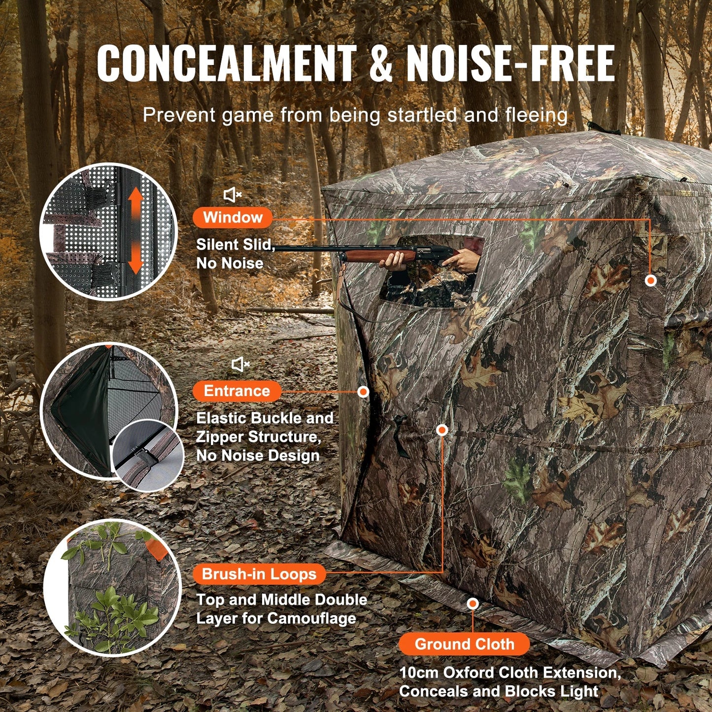 270° See-Through Ground Hunting Blind – 1-2 Person, Pop-Up, Waterproof, 55" or 58"