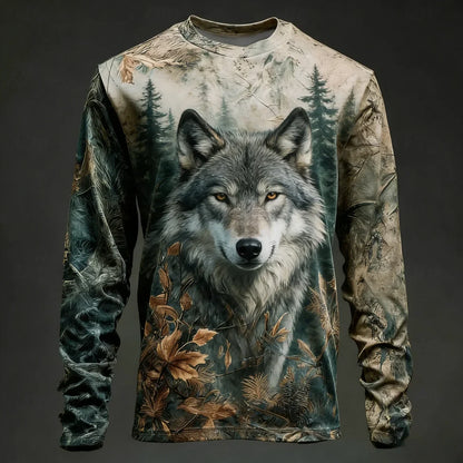 Men's Camo Deer Print Long Sleeve Shirt – Hunting & Outdoor Graphic Tee