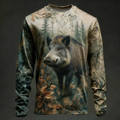 Men's Camo Deer Print Long Sleeve Shirt – Hunting & Outdoor Graphic Tee