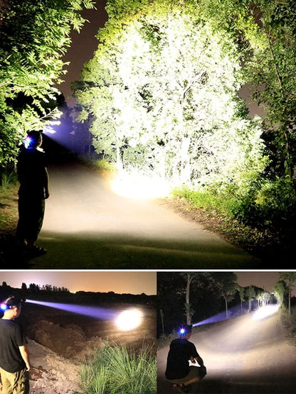Rechargeable LED Headlamp 1000000LM Head LED Front Flashlight Most Powerful Long Range Headlight Outdoor Fishing Camping Lights