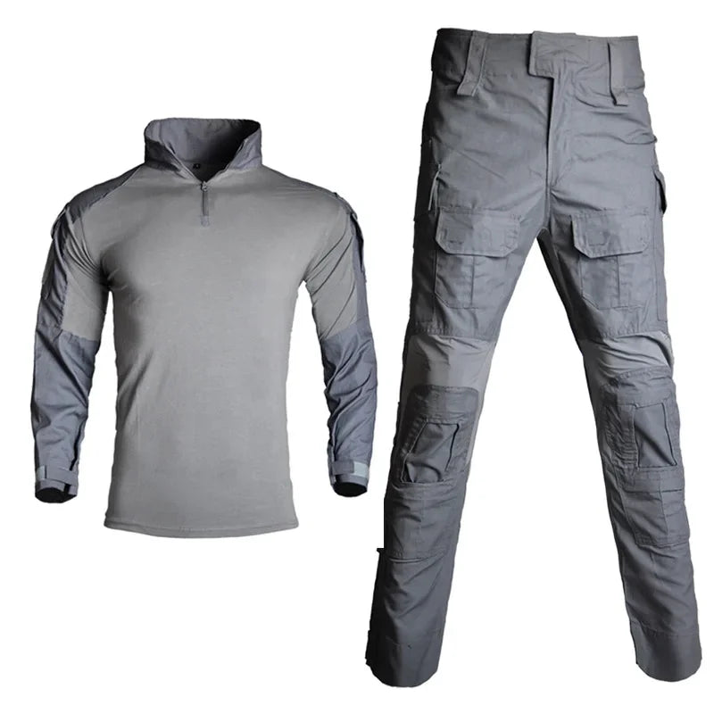 Men's Camo Cargo Pants & Hiking Shirt Set – Cotton Blend, 10 Colors, Sizes S–XXXL