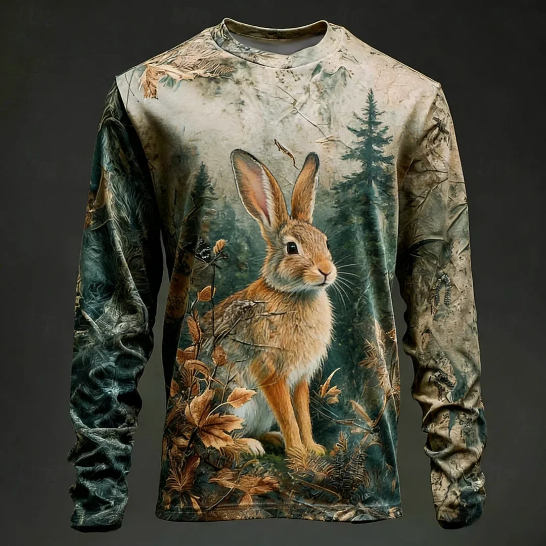 Men's Camo Deer Print Long Sleeve Shirt – Hunting & Outdoor Graphic Tee