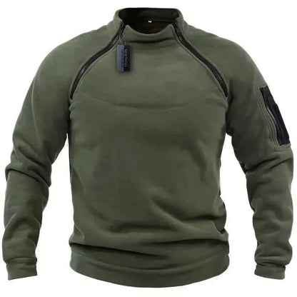 Tactical Sweatshirt Men Thick Double Zipper Fleece Hoodie Pullover Casual Outdoor Sports Long Sleeve Jacket Warm Breathable New