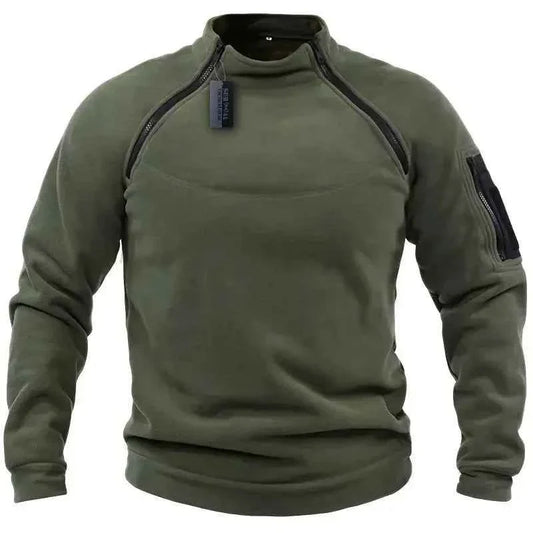 Tactical Sweatshirt Men Thick Double Zipper Fleece Hoodie Pullover Casual Outdoor Sports Long Sleeve Jacket Warm Breathable New