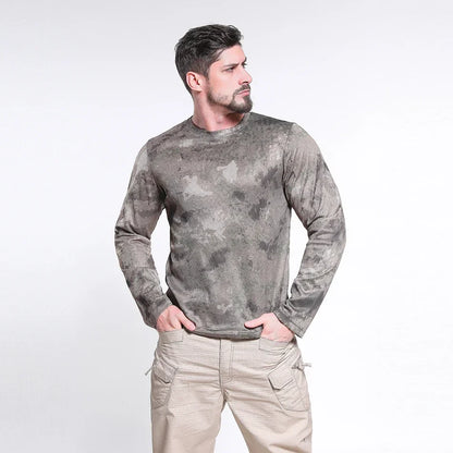 Men's Long Sleeve Camo Hunting Shirt – Anti-Sweat Breathable Sun-Protective Top