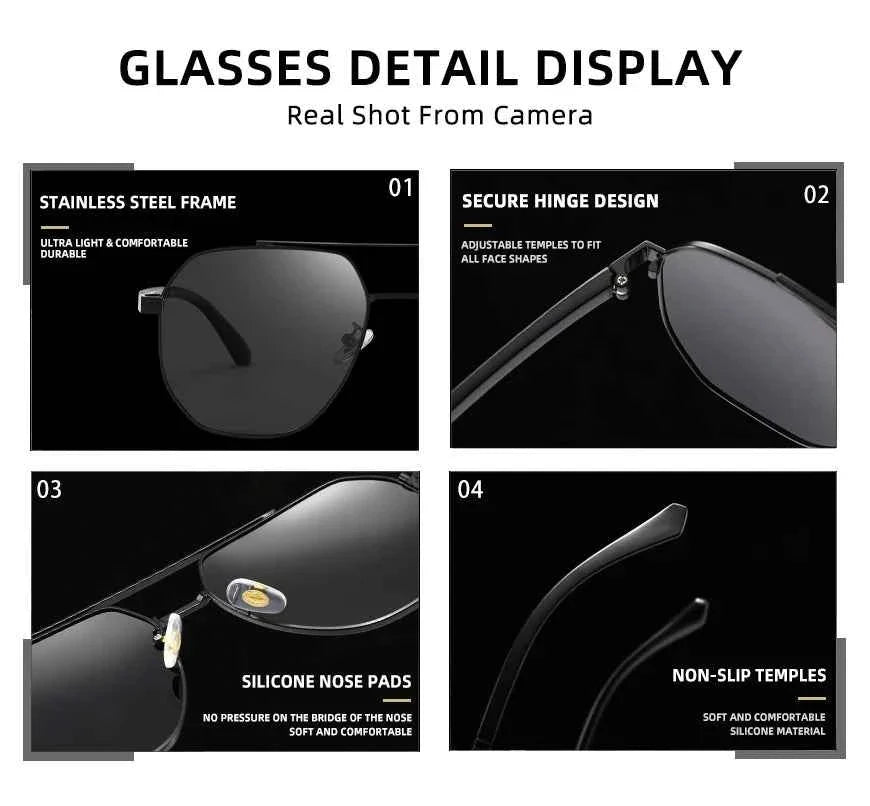 CLLOIO Classic Photochromic Sunglasses Men Women Polarized Driving Shades Sun Glasses Travel Anti-glare Chameleon Glasses