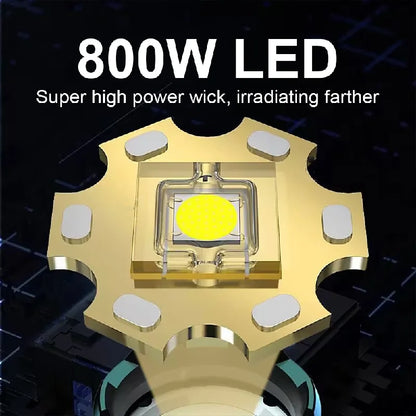 High-Power LED Headlamp with IR Sensor – Rechargeable, 5000m Beam for Fishing & Camping