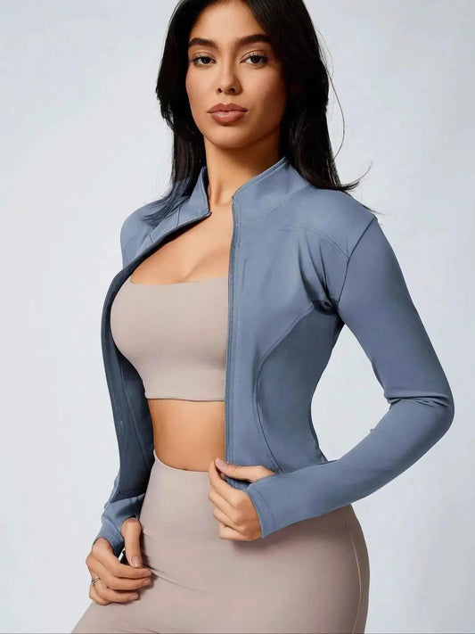 Fitfemme Women's Slim Fit Full - Zip Long - Sleeve Quick - Dry Breathable Athletic Workout Jacket