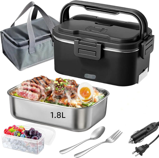Electric Lunch Box for Adults 100W 1.8L Portable Heated Lunch Box for men,12V/24V/110V home/Car/Office/Truck,1,8L Removable