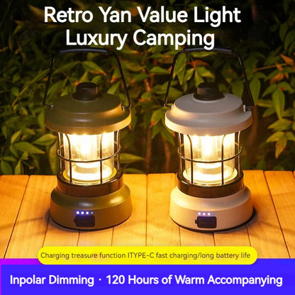 Retro Camping Lantern – USB Rechargeable Portable Tent Light for Camping & Outdoor Use