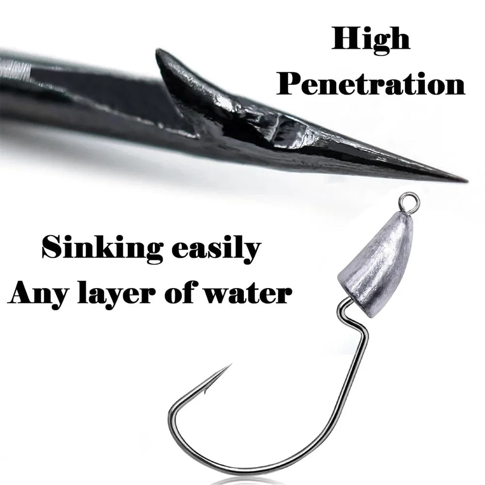 10PCS Metal Jig Head Worm Hook 3.5g 5g 7g 10g 20g Weight Crank Fishhook Gear Sinker Pesca for Soft Lure Texas Rig Fishing Tackle