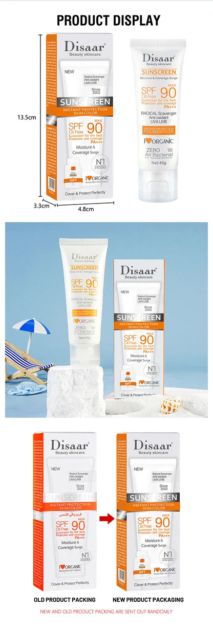 SPF 90+ Waterproof Sunscreen – UV Sun Cream for Face & Body, Outdoor & Seaside Protection
